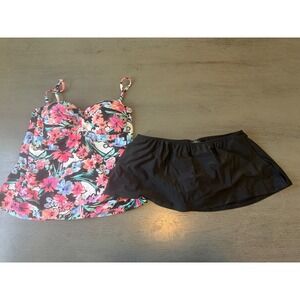 black tankini skirt CATALINA  two piece swimsuit bikini size medium 8-10